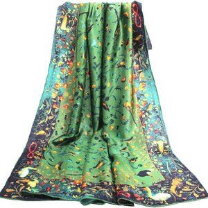 100% Silk Scarf 43" Large Square Lightweight Headscarf& Shawl–Women Hair Wraps-W